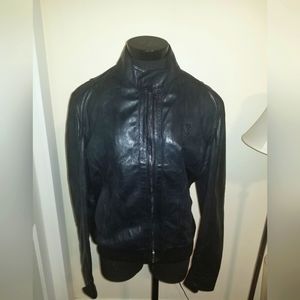 Ferrari Mens Leather Bomber Jacket